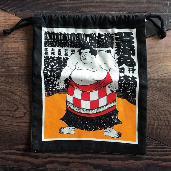 Vintage Handbags - 9X12” canvas vintage sumo wrestlers bag makeup